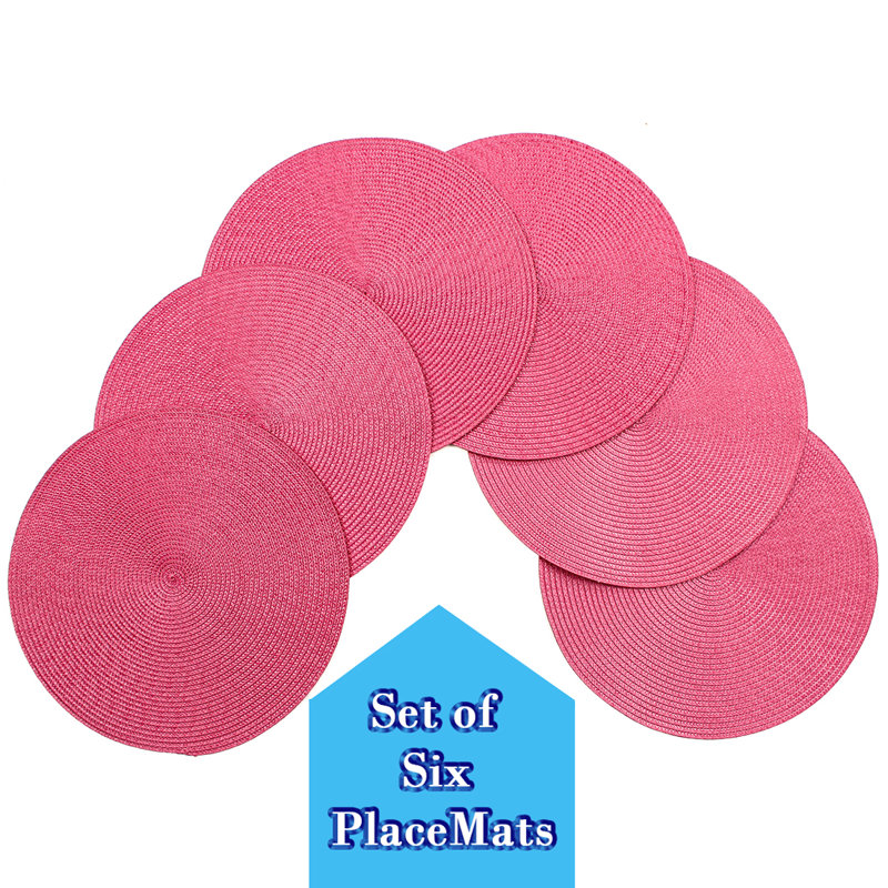 French Rose Polypropylene Round Christmas Placemats and Coasters Set