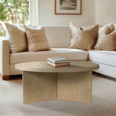 Table basse ronde grège récupéré