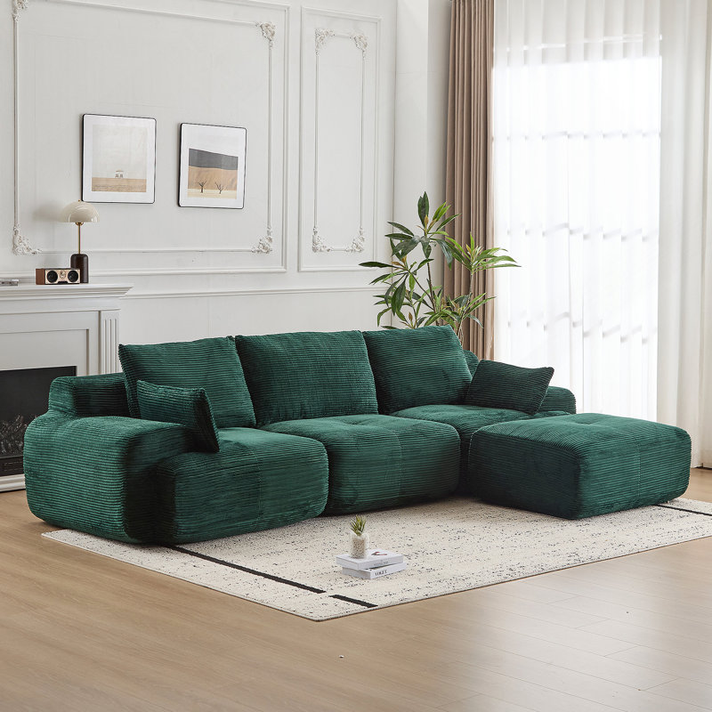 Canapé moderne en mousse à mémoire de forme compressée, grands canapés modulaires pour le salon, canapé modulaire Cloud pour animaux de compagnie, tissu en velours côtelé, causeuse très profonde, aucun assemblage requis, idéal pour plusieurs espaces