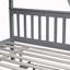 Lit simple superposé en bois d'hévéa simple avec lit gigogne, échelle convertible et garde-corps, lit convertible détachable, avec lit gigogne simple, gris