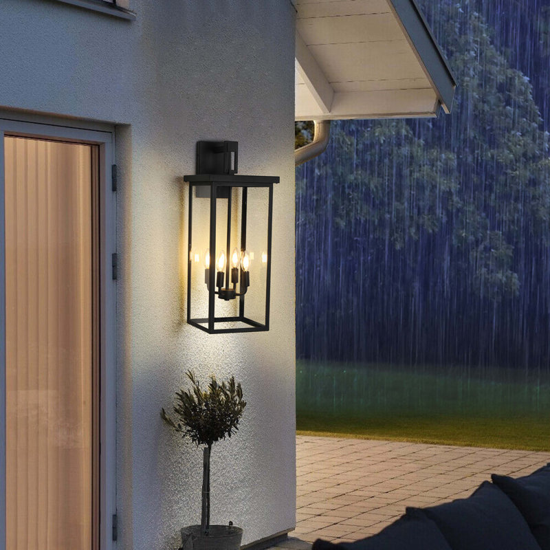 Applique murale d'extérieur 4 lumières (sans ampoules), H 25,6 po x l 11,2 po x P 9,8 po, Gris