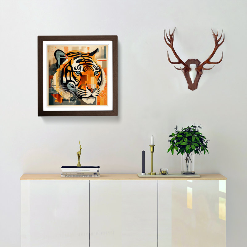 Tiger Constructivism No.2 - Framed Print, Walnut