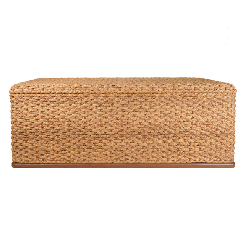 Table basse en rotin avec tabourets et rangement