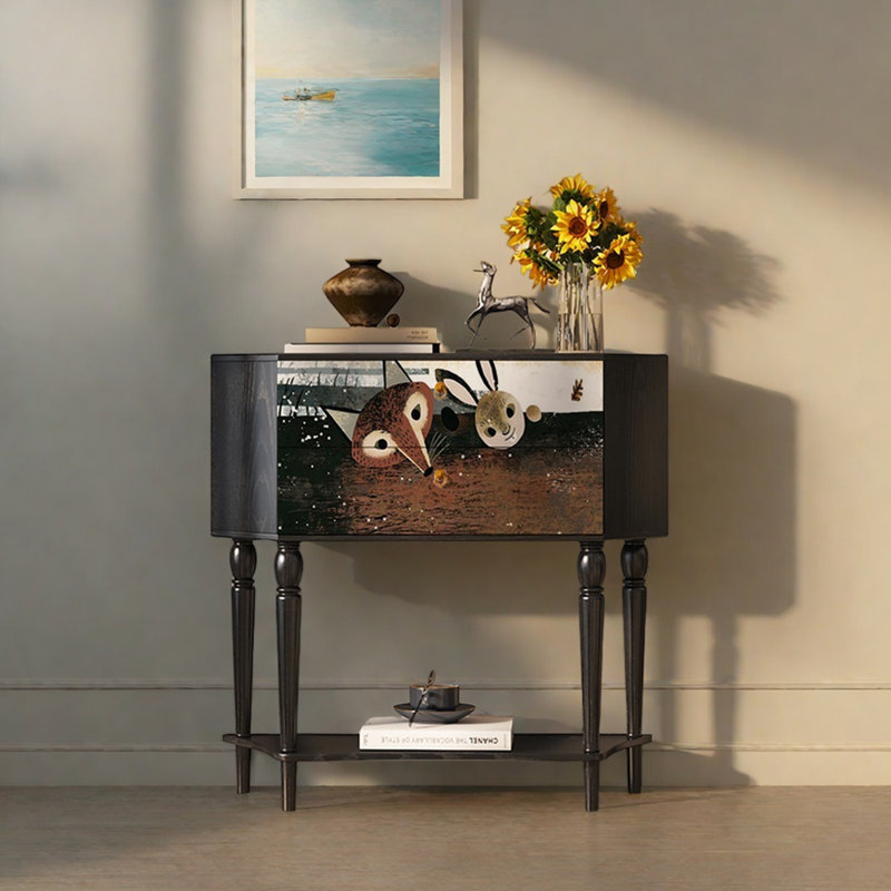Buffet 33,5 po de style rétro avec armoire de rangement 33,5 po, Noir