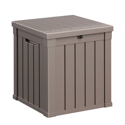 Boîte de rangement en résine résistante aux intempéries 50 gallons (189L), effet grain de bois