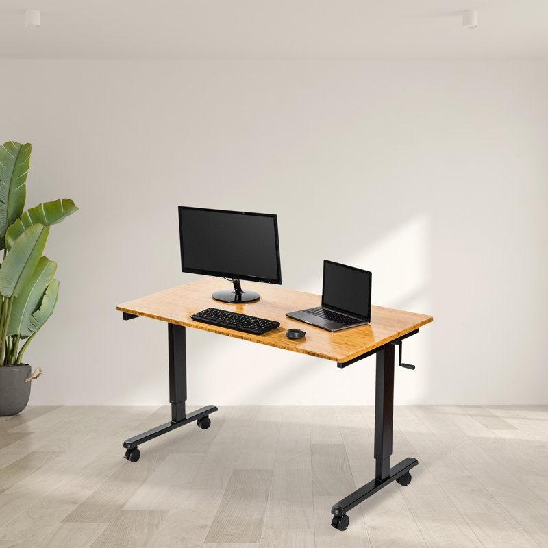 Fontclair Adjustable Metal Base Standing Desk, 32.5" H x 59" W x 29.5" D, Black/Black