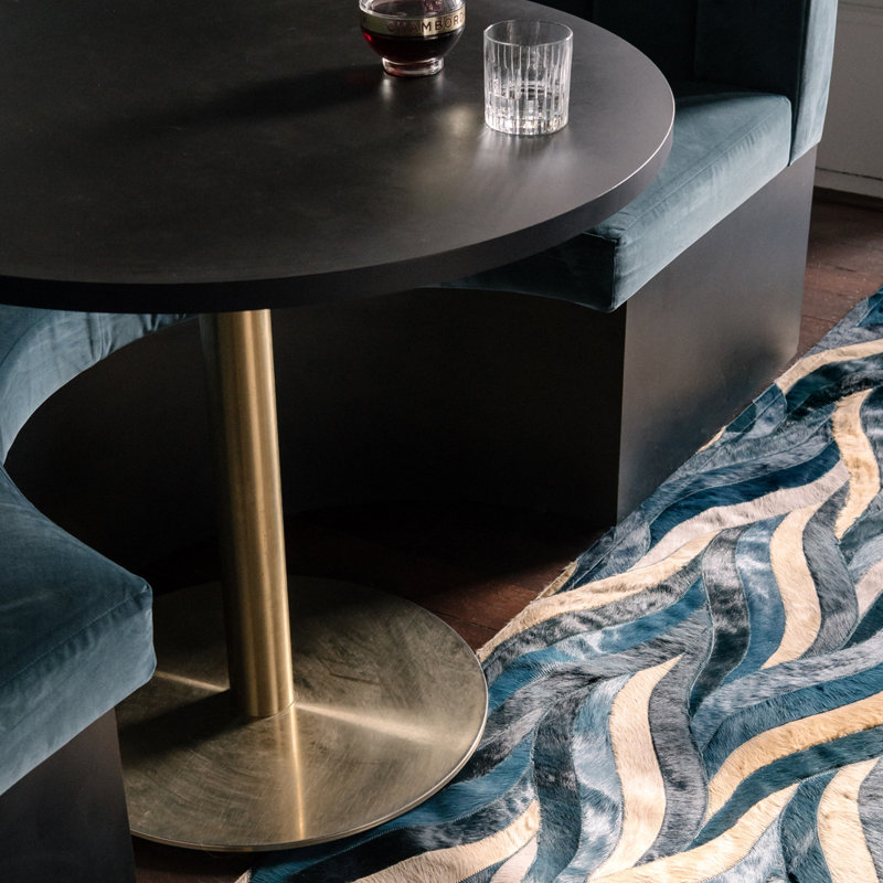 Blue and Teal Cowhide Rectangular Area Rug