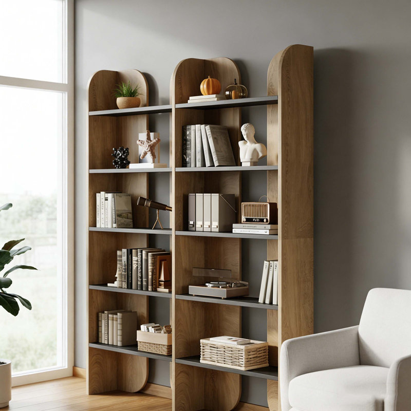 Bibliothèque à 5 niveaux avec tablettes ouvertes