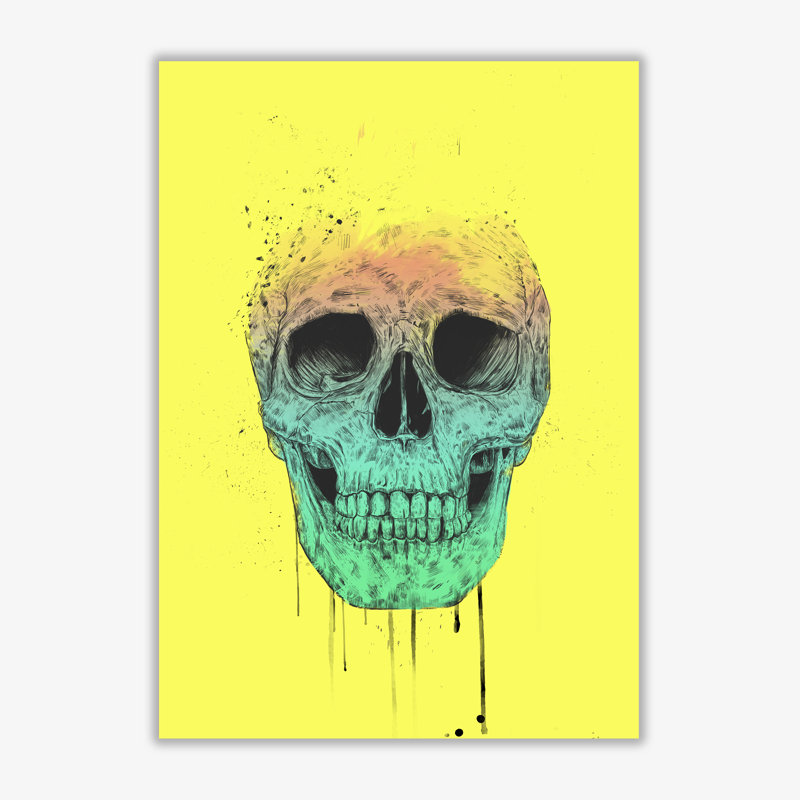 Pop Art Skull by Mercedes Lopes Charro - Print, 42 cm H x 29.7 cm W x 1 cm D, No Frame