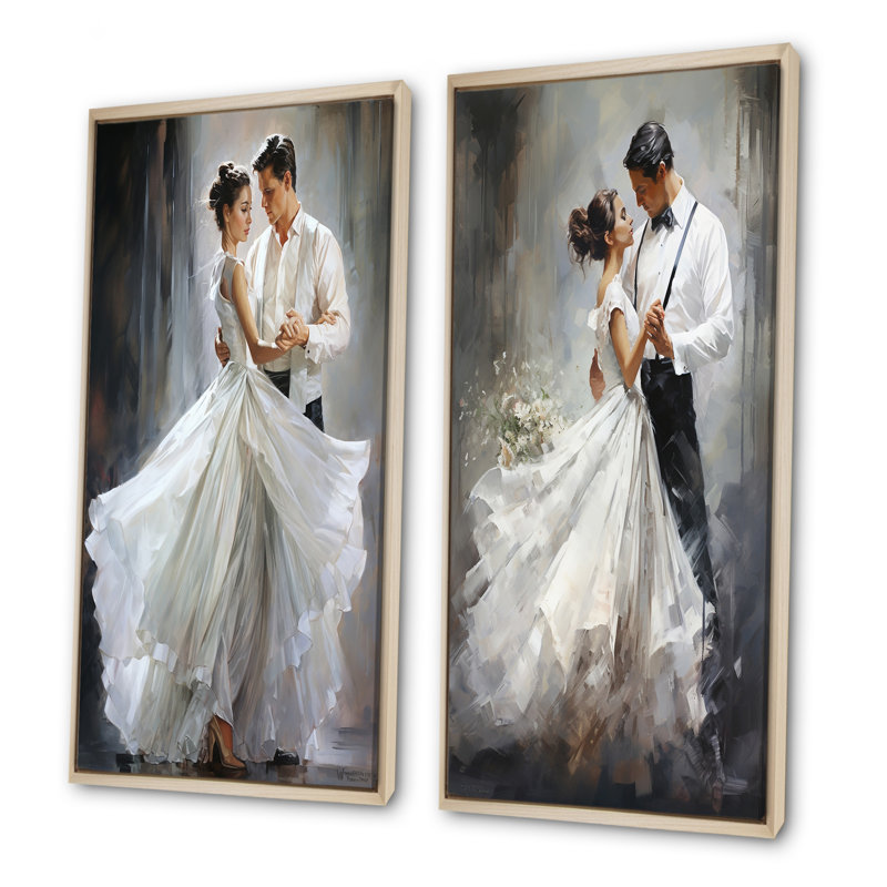 Couple Dance Ballroom Waltz - Dance Wall Art Living Room, Encadrement brun, H 40 po x l 41 po