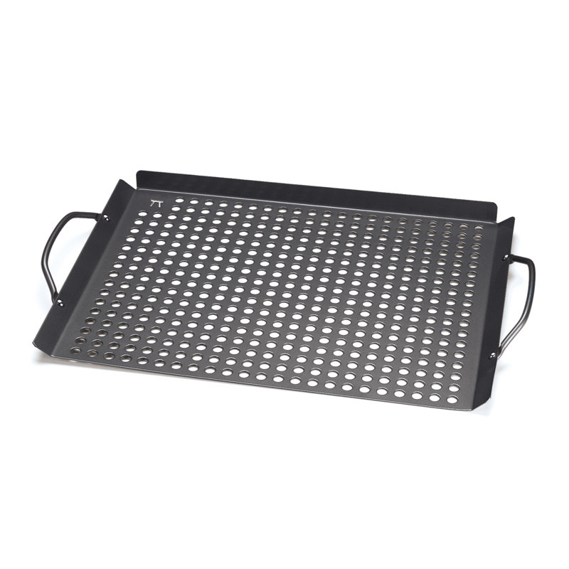 Non-Stick Black Stainless Steel Grill Topper with Handles