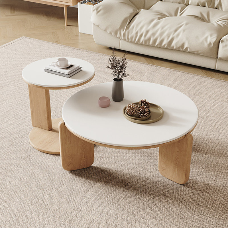 Table basse simple en bois massif de style beurre