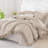 Andency Oversized King Comforter Set 120x98, 3 Pieces Ruffle Shabby Chic Famhouse Bedding Set, All Season Lightweight Fluffy Bed Set for Girls Women, Khaki-124610471-124610460