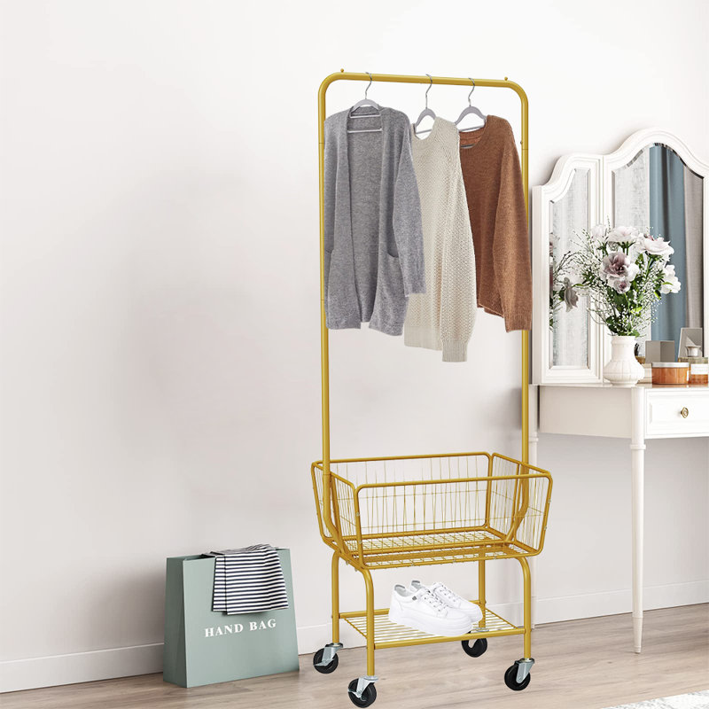 Chariot à linge avec support suspendu, Doré