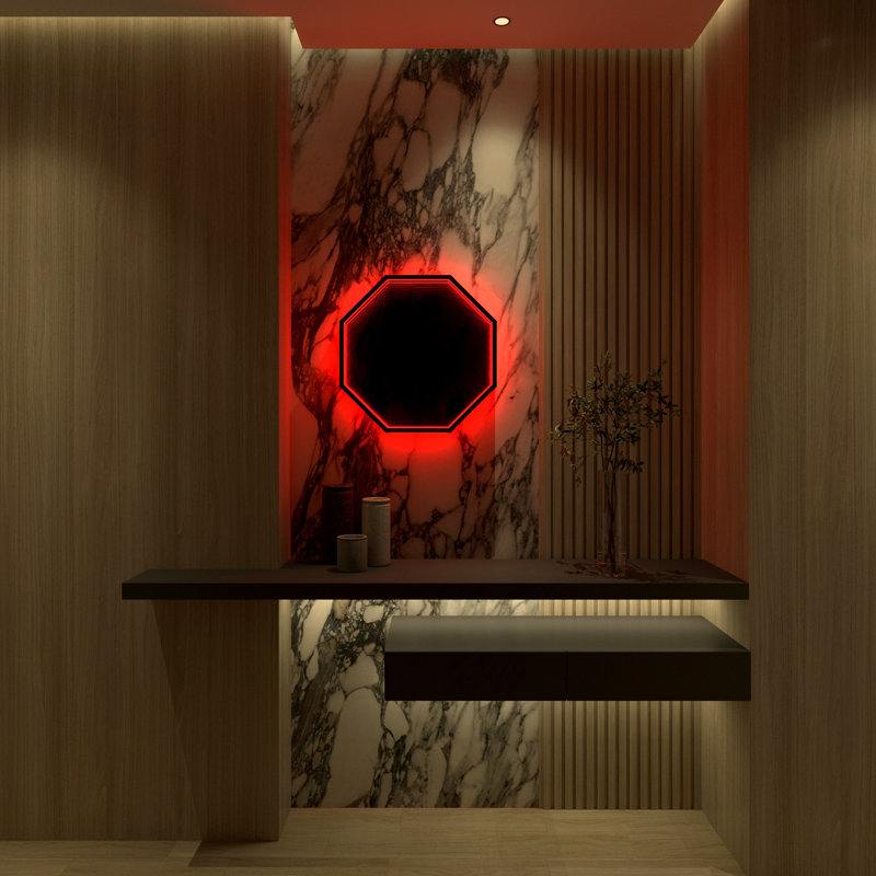 Miroir infini 3D octogonal clair / grand, 28" x 28"