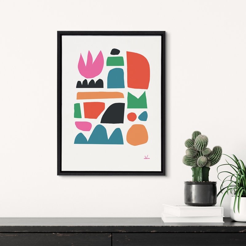 Spring Abstract Multicolor Canvas Print with Black Frame