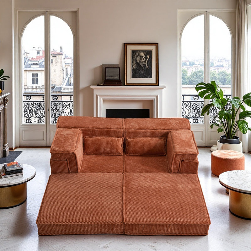 Canapé modulaire convertible sans os, Orange