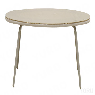 Table de salle à manger ronde en verre blanc cassé pour l'extérieur