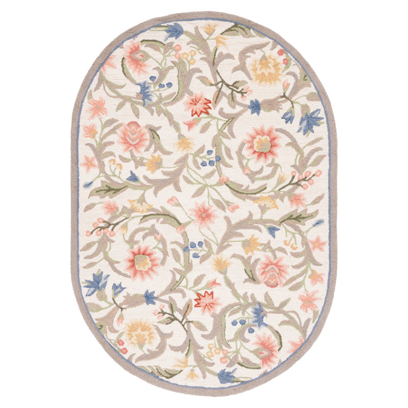Tapis en laine crocheté fabriqué à la main Hollander, Ovale 6 pi x 9 pi