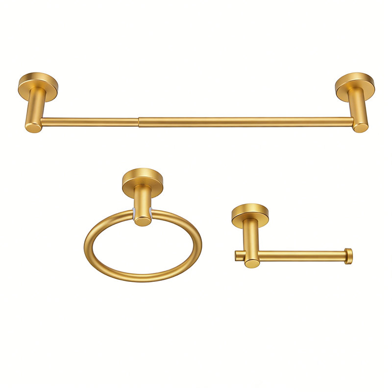 3 - Piece Aluminum Bathroom Accessories Set, Rustproof & Expandable 16"-27", Brushed Gold