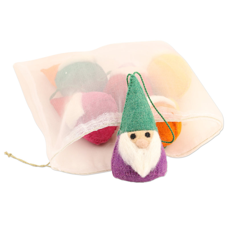 Figurine de gnome en laine feutrée Lucky, Multicolore / blanc