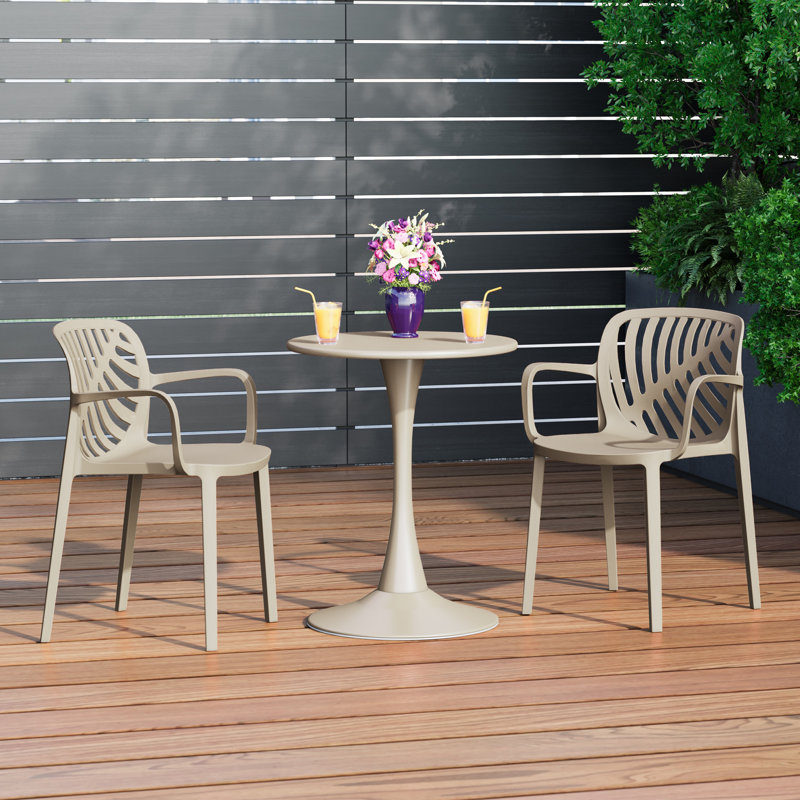 Ensemble repas extérieur 2 personnes, H 28,5 po x l 23,5 po x P 23,5 po, Beige, 2