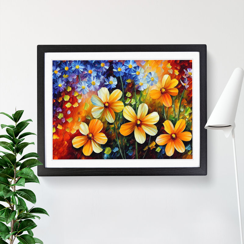 XH1022-6712X Painted Wildflowers Vol.6 - Single Picture Frame Painting, Black Framed, 46cm H x 64cm W x 2cm D
