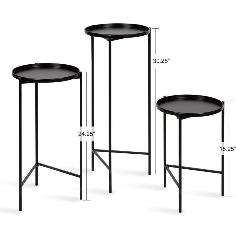 Quince 3 - Piece Living Room Table Set, Black