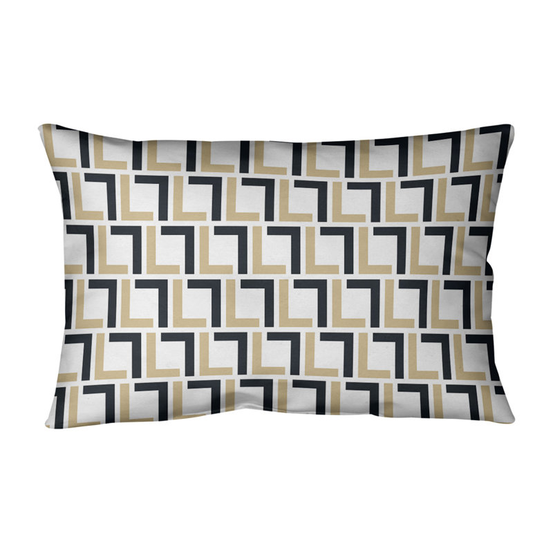 Housse de coussin rectangulaire et insert New Orleans Football Luxury, Blanc / vieil or / noir, Polyester sergé