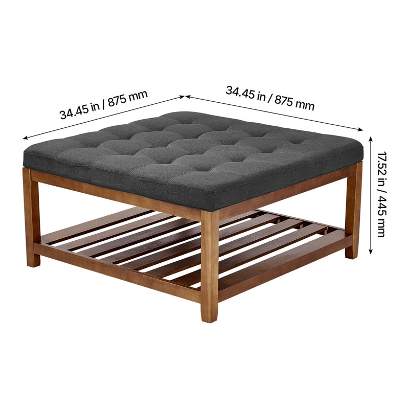 Table basse spacieuse avec repose-pieds en lin avec soutien de 400 lb et rangement sous le siège