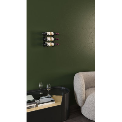 Indurial 6-Bottle Wall-Mounted Metal Wine Rack in Matte Black – 12" Tall