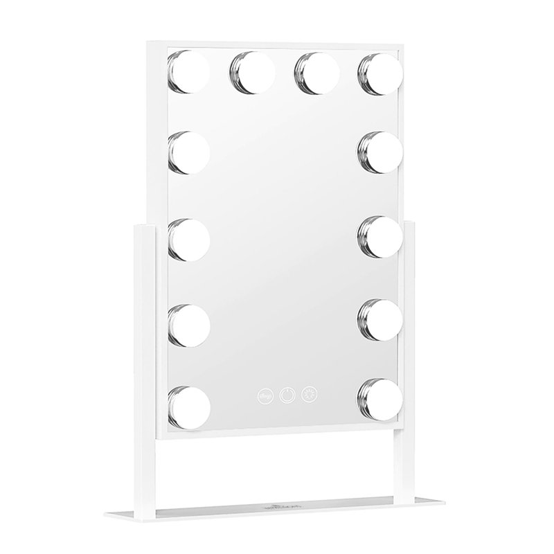Hollywood Tri-Tone XL Makeup Mirror with 12 LED Bulbs, Dressing Mirror with 360 Degree Swivel, White