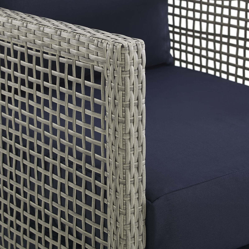 Fauteuil d'extérieur en rotin Aura, Bleu marine