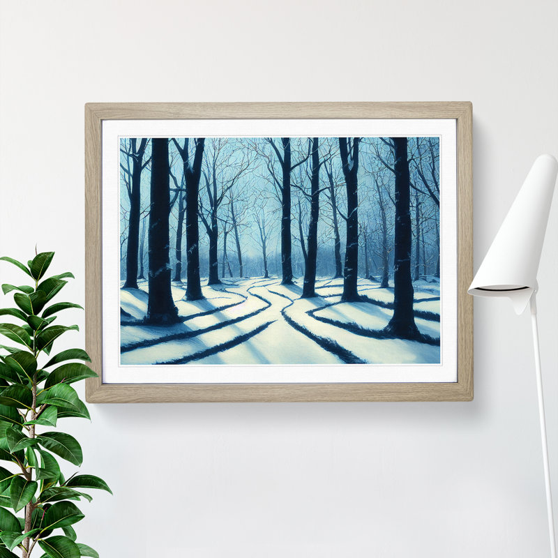 Joyous Winter Forest - Framed Print, 25cm H x 34cm W x 2cm D, Oak