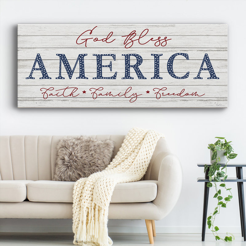 «God Bless America», toile tendue avec châssis, H 24 po x l 60 po x P 1,5 po