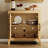 126" Extra Large Sideboard Buffet Cabinet, Farmhouse Kitchen Storage Cabinet With Glass Doors And Adjustable Shelves, Modern Wood Coffee Bar Table For Dining Room, Living Room,Oak-372699016