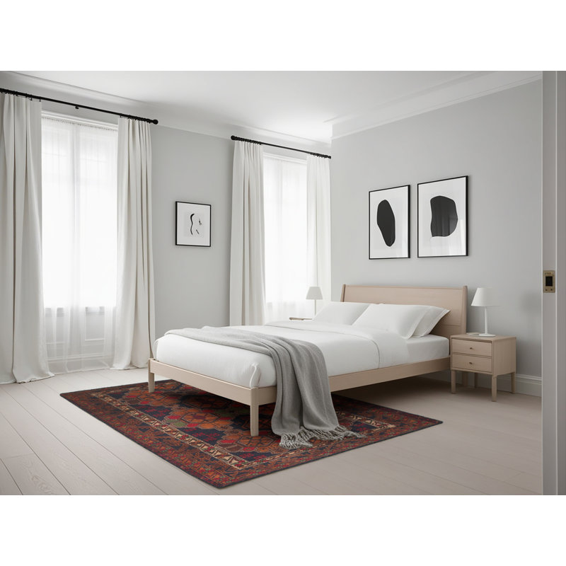 Tapis traditionnel rouge / brun Alcone, Rectangle 5 pi x 7 pi