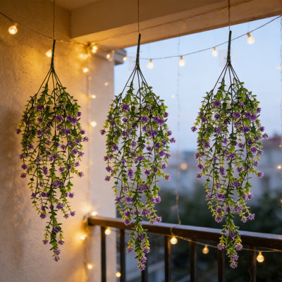 3 pièces de fleurs de thé en rotin d'eucalyptus simulé, décoration murale de 30 pouces de fleurs artificielles pour patio