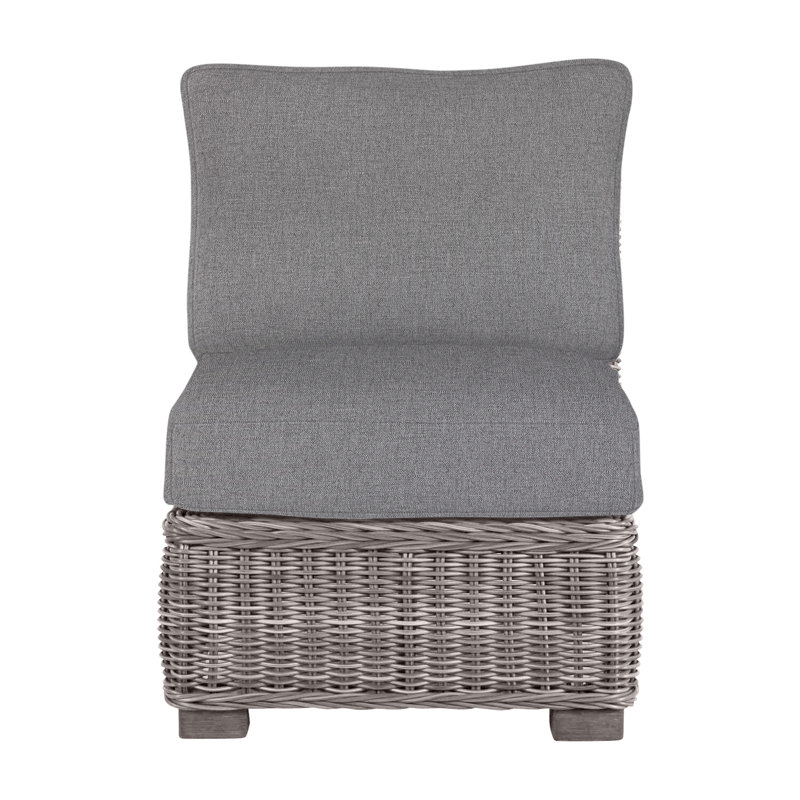 Rustic Woven Sectional Slipper Chair, No Welt, Oyster, Verona Mist