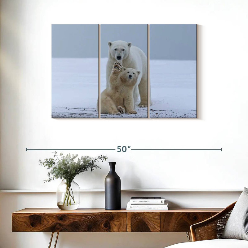 Brampt Polar Bear Waving, 24" H x 38" W