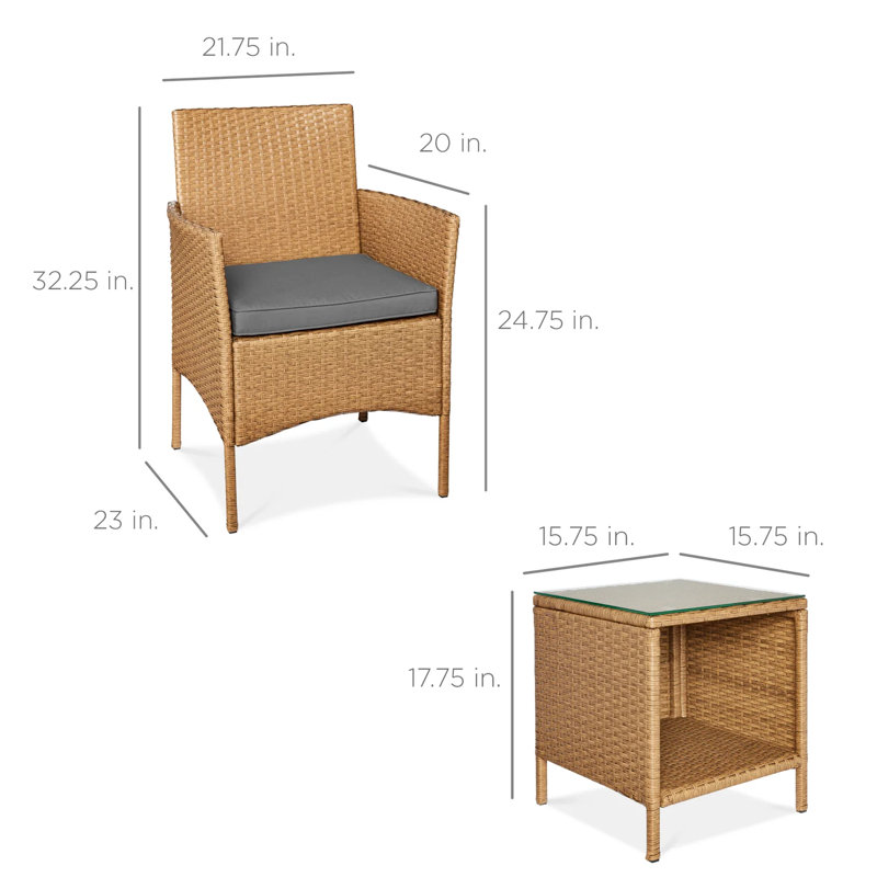 Patio Bistro Set, Gray, Beige