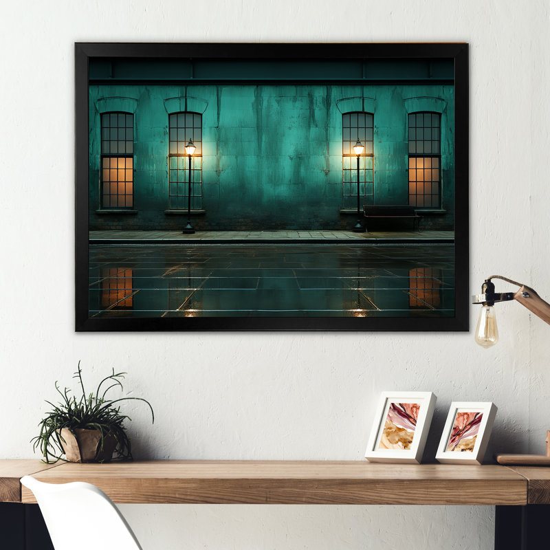 Turquoise Twilight Industrial II sur toile, H 30 po x l 40 po x P 1,5 po, Cadre simple noir