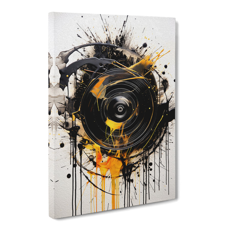 Vinyl Record Gestural - Wrapped Canvas, 50cm H x 35cm W x 3cm D