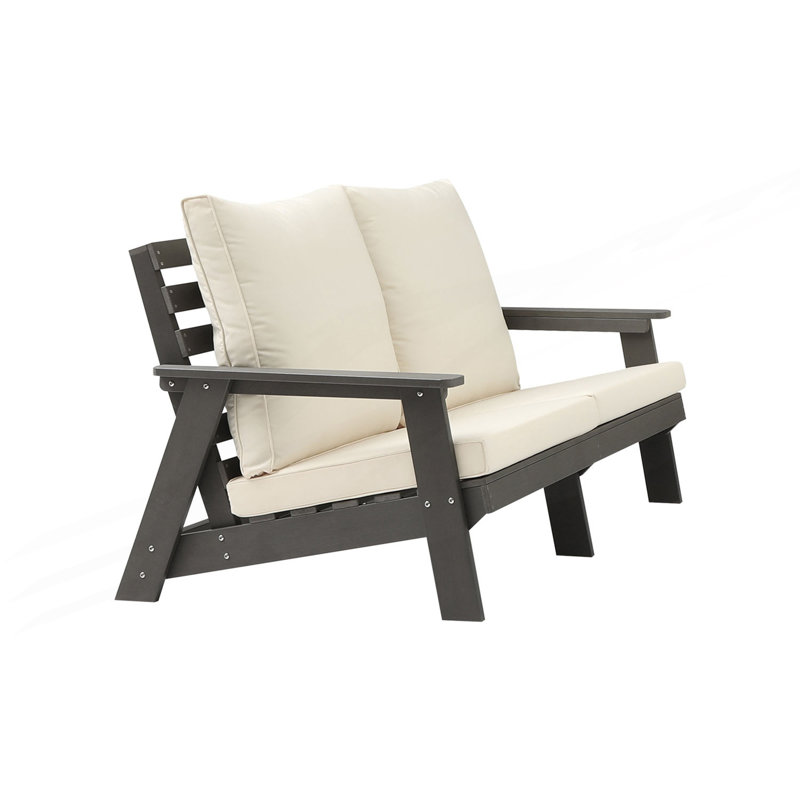 Causeuse avec coussin, canapé de jardin extérieur, Beige, Grey