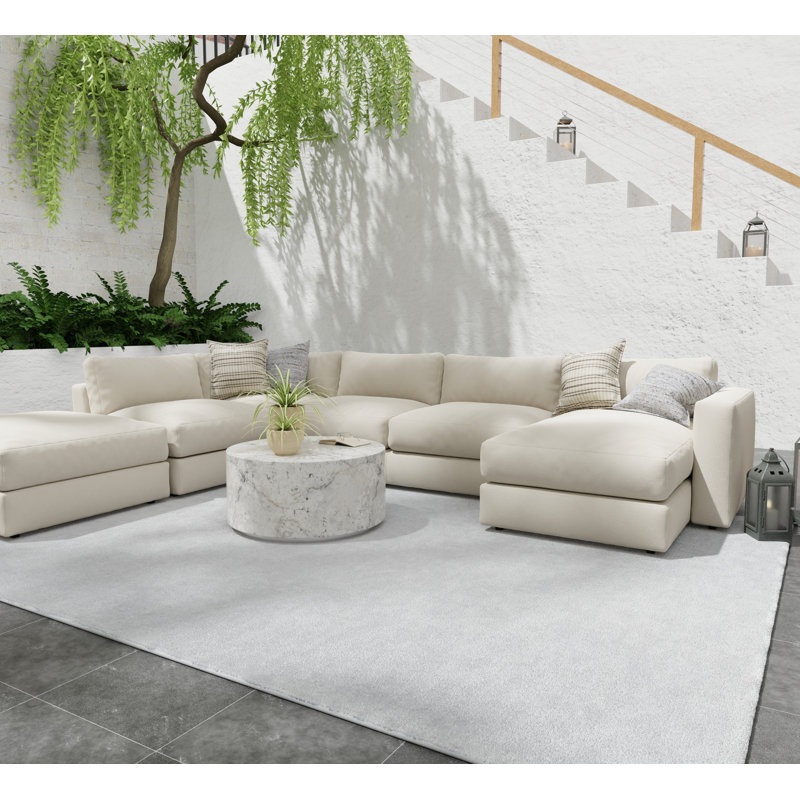 Tapis moderne Kennell par Thom Filicia, Rectangle 3 pi 6 po x 5 pi 6 po, Ivory