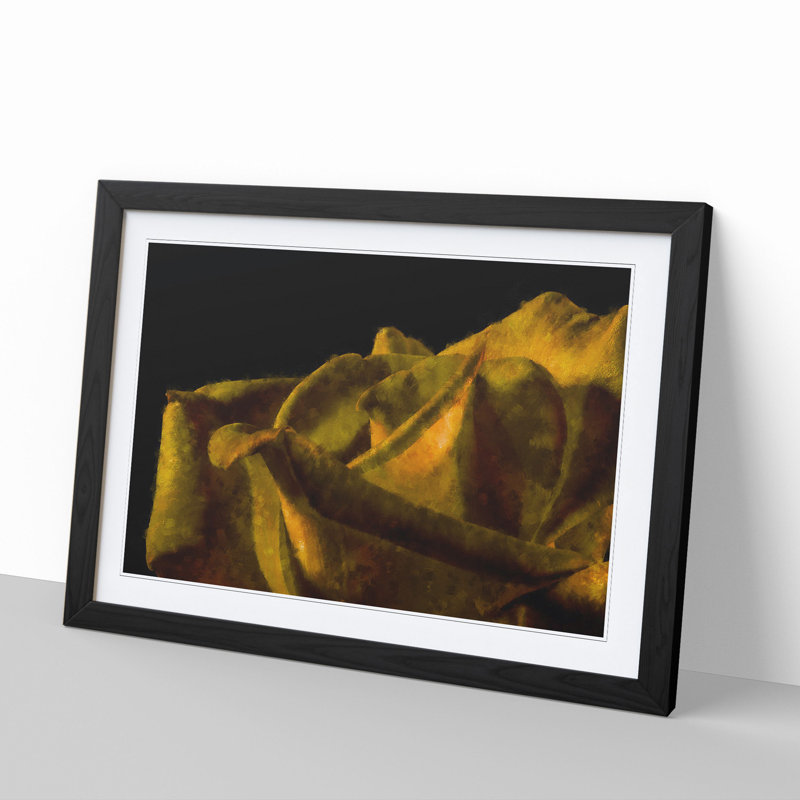 Yellow Rose Flower Vol.2 - Picture Frame Graphic Art, Black Framed, 48cm H x 65cm W x 2cm D