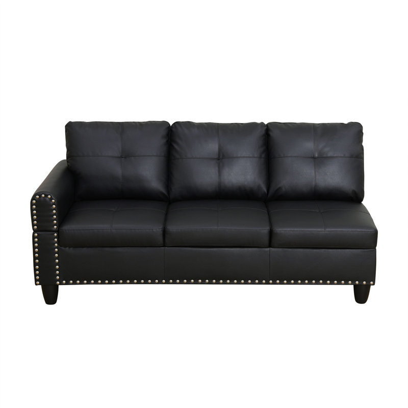 Ensemble de canapé confortable 2 pièces en similicuir noir