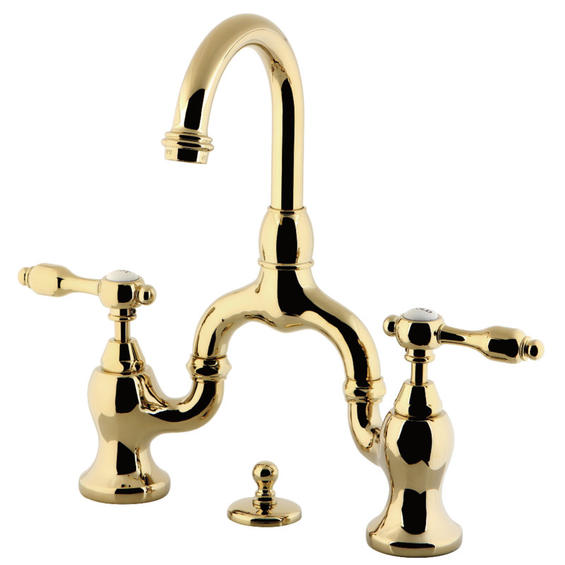Robinet de salle de bain pont à deux poignées et fixation sur le comptoir à 3 trous Kingston, Laiton poli
