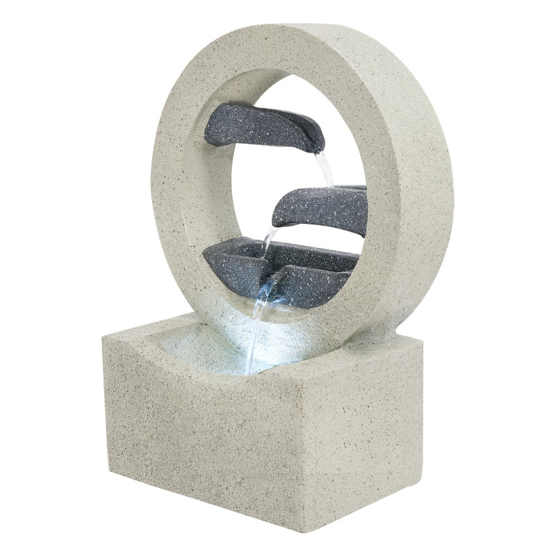 Modern Elegant Resin 3-Tiered Fountain With LED Light