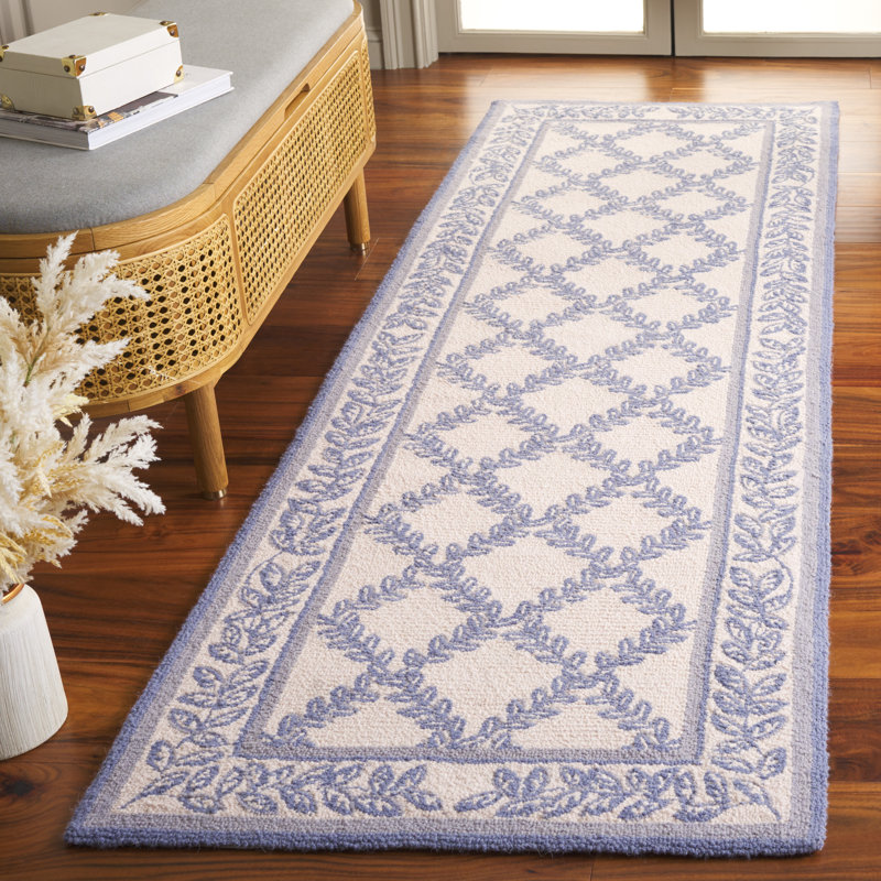 Roseta Hand Hooked Wool Pile Geometric Rug, Runner 2'6" x 8'